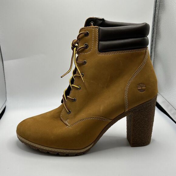 Timberland Women’s 11 9” Tall Wheat Nubuck Leather Heel Booties Tillston DISPLAY - Picture 3 of 15